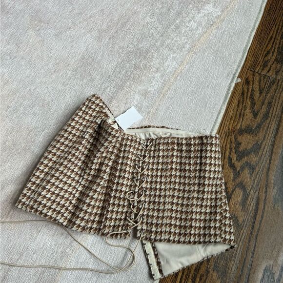 new brown houndstooth corset top strapless - Picture 3 of 3